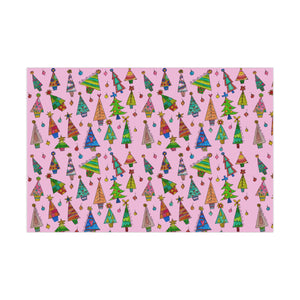 Pink Christmas Tree Gift Wrap Papers