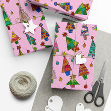 Load image into Gallery viewer, Pink Christmas Tree Gift Wrap Papers
