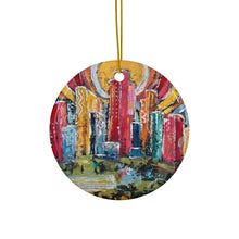 Load image into Gallery viewer, Vibrant Cityscape Ceramic Ornament - Colorful Holiday Decor
