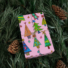 Load image into Gallery viewer, Pink Christmas Tree Gift Wrap Papers
