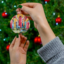Load image into Gallery viewer, Vibrant Cityscape Ceramic Ornament - Colorful Holiday Decor
