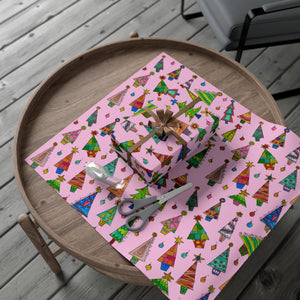 Pink Christmas Tree Gift Wrap Papers