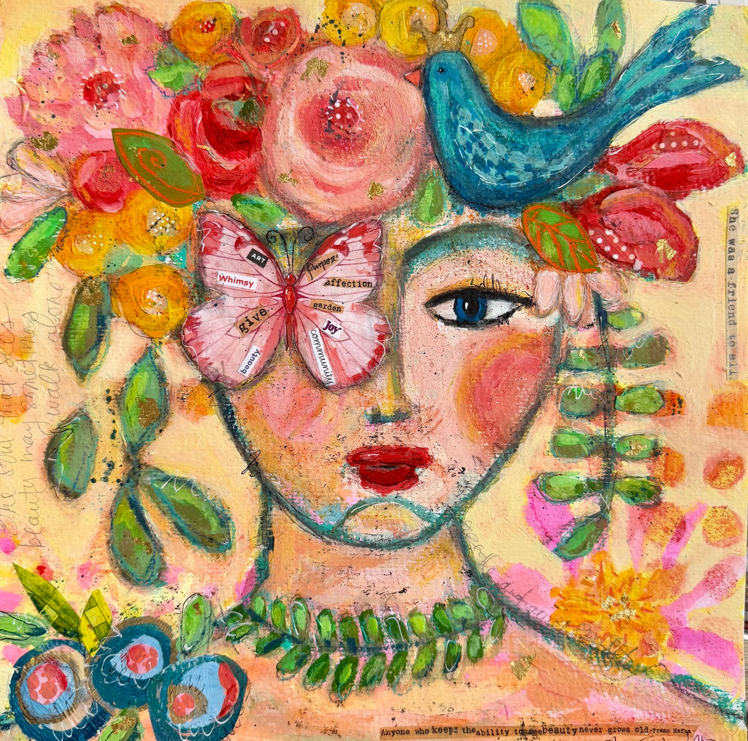 Original Abstract Face art on paper