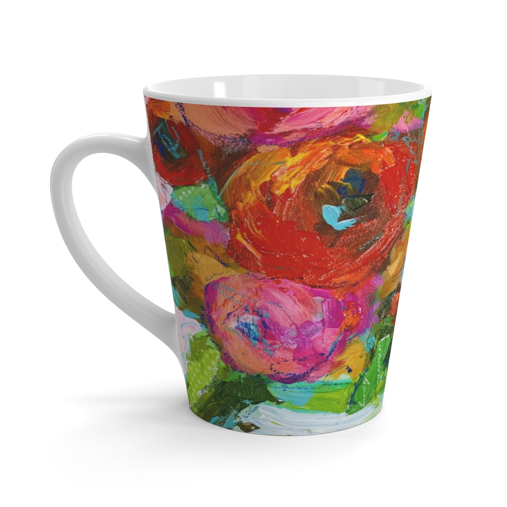 Latte Mug-bright floral design