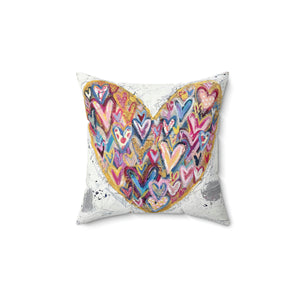 Heart on Heart Printed Square Pillow