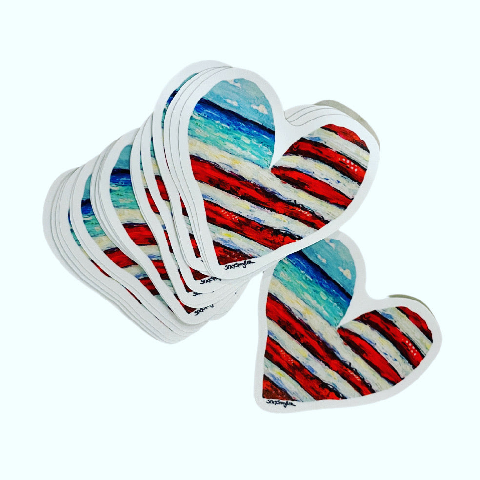 Heart+beach+flag stickers – Stacy Spangler Art